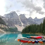 Canoes on a lake