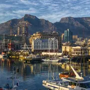 Table Mountain, a flat-topped mountain forming a prominent landmark overlooking the city of Cape Town
