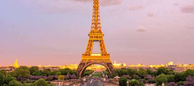 The eiffel tower in a sunset