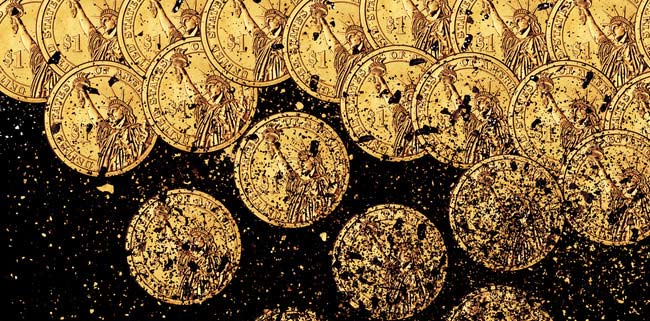 Coins covered in soil