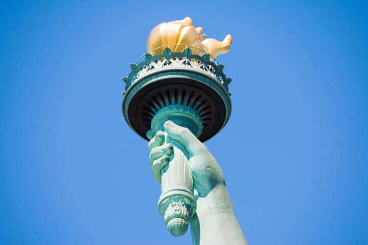 The torch of the statue of liberty