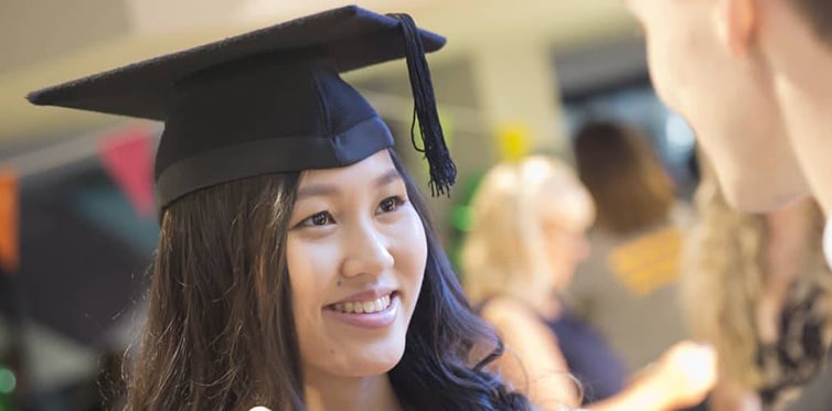 Student wearing a student cap