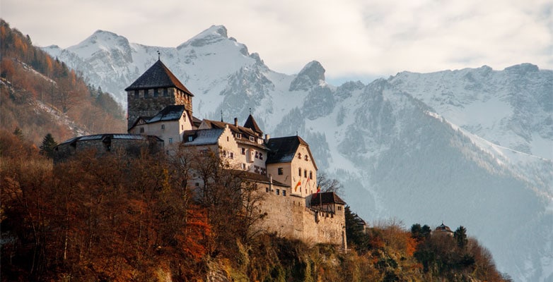 Castle located on a hill in Vaduz, Liechtenstein
