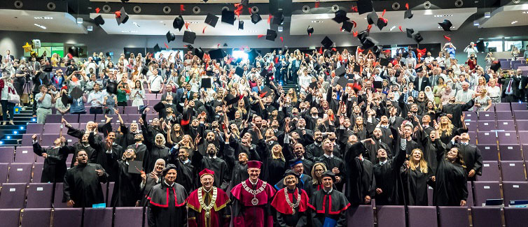 Students celebrating at a graduation ceremony