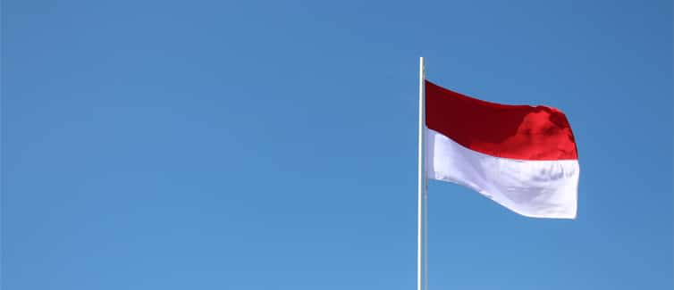 Image of the Indonesian flag flying on a flagpole