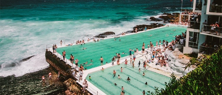 Swimming pool next to the sea